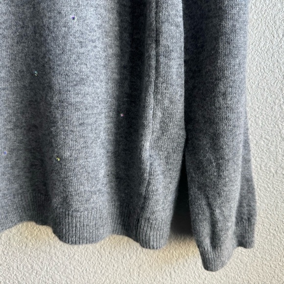Bartolini Turtleneck Sweater Wool Cashmere Rhinestone Sparkle Holiday Gray L NWT - Picture 7 of 12
